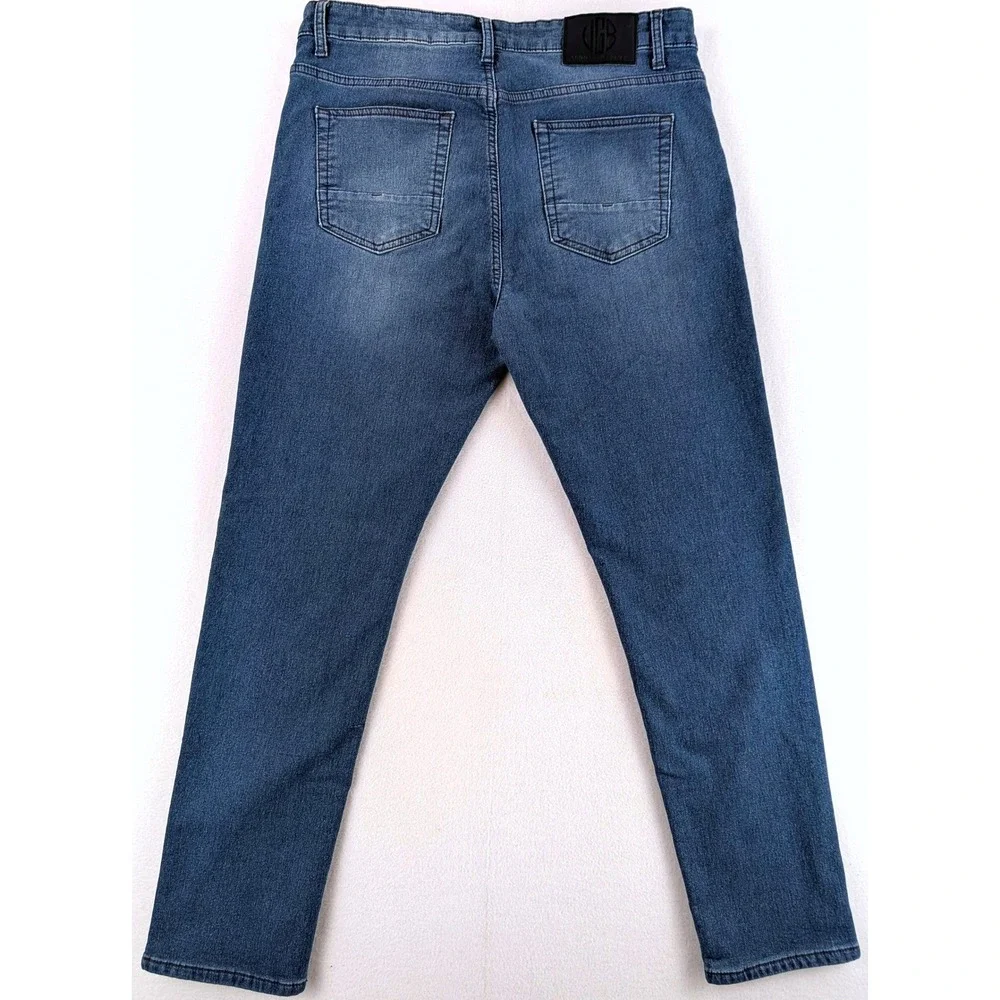Vintage Genes Black Mens 34x30 Slim Tapered Stretch Jeans Blue Denim